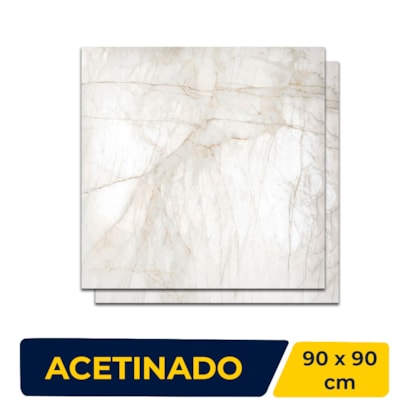 Porcelanato Acetinado 90x90cm Caixa 2,40m² Incepa Marmo Real Retificado - INC04DI0018A