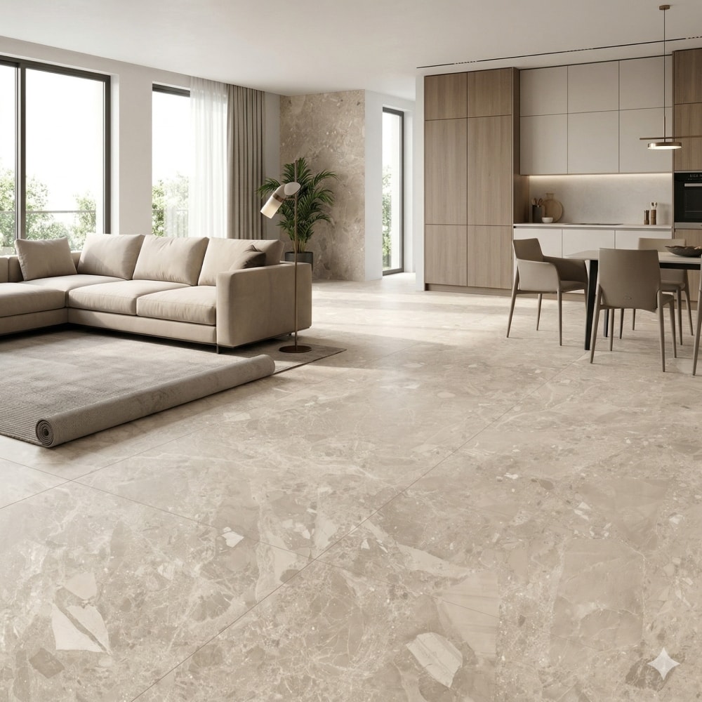 Porcelanato Acetinado 90x90cm Caixa 2,40m² Roca Ceppo Di Gre Bege Retificado - ROC04DI00201