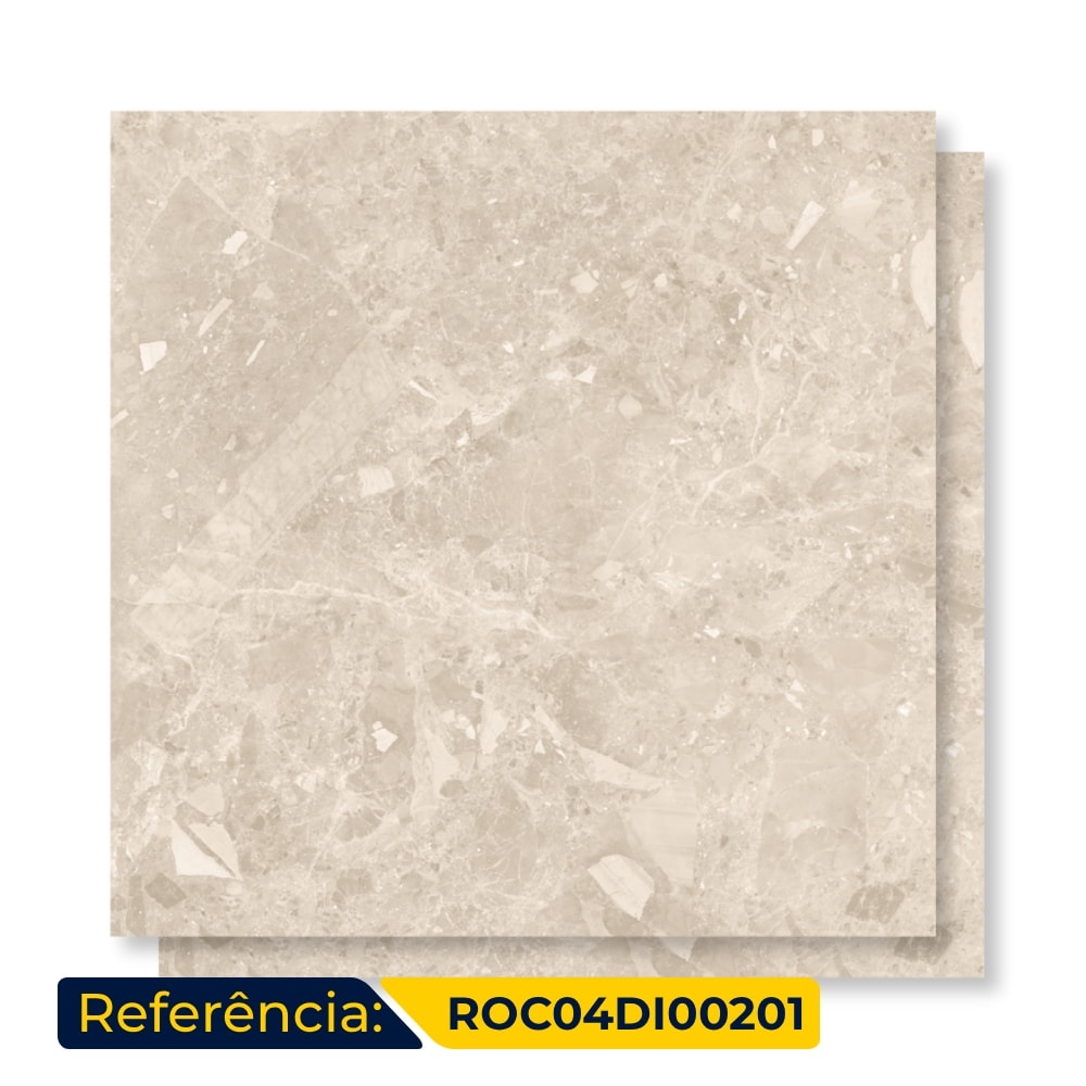 Porcelanato Acetinado 90x90cm Caixa 2,40m² Roca Ceppo Di Gre Bege Retificado - ROC04DI00201