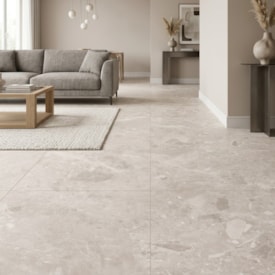 Porcelanato Acetinado 90x90cm Caixa 2,40m² Roca Ceppo Di Gre Off White Retificado - ROC04DI00211