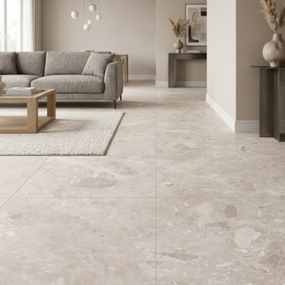 Porcelanato Acetinado 90x90cm Caixa 2,40m² Roca Ceppo Di Gre Off White Retificado - ROC04DI00211