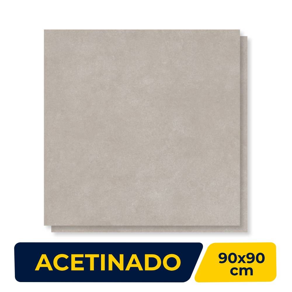 Porcelanato Acetinado 90x90cm Caixa 2,40m² Roca Quadra Greige Retificado - ROC04DI00041