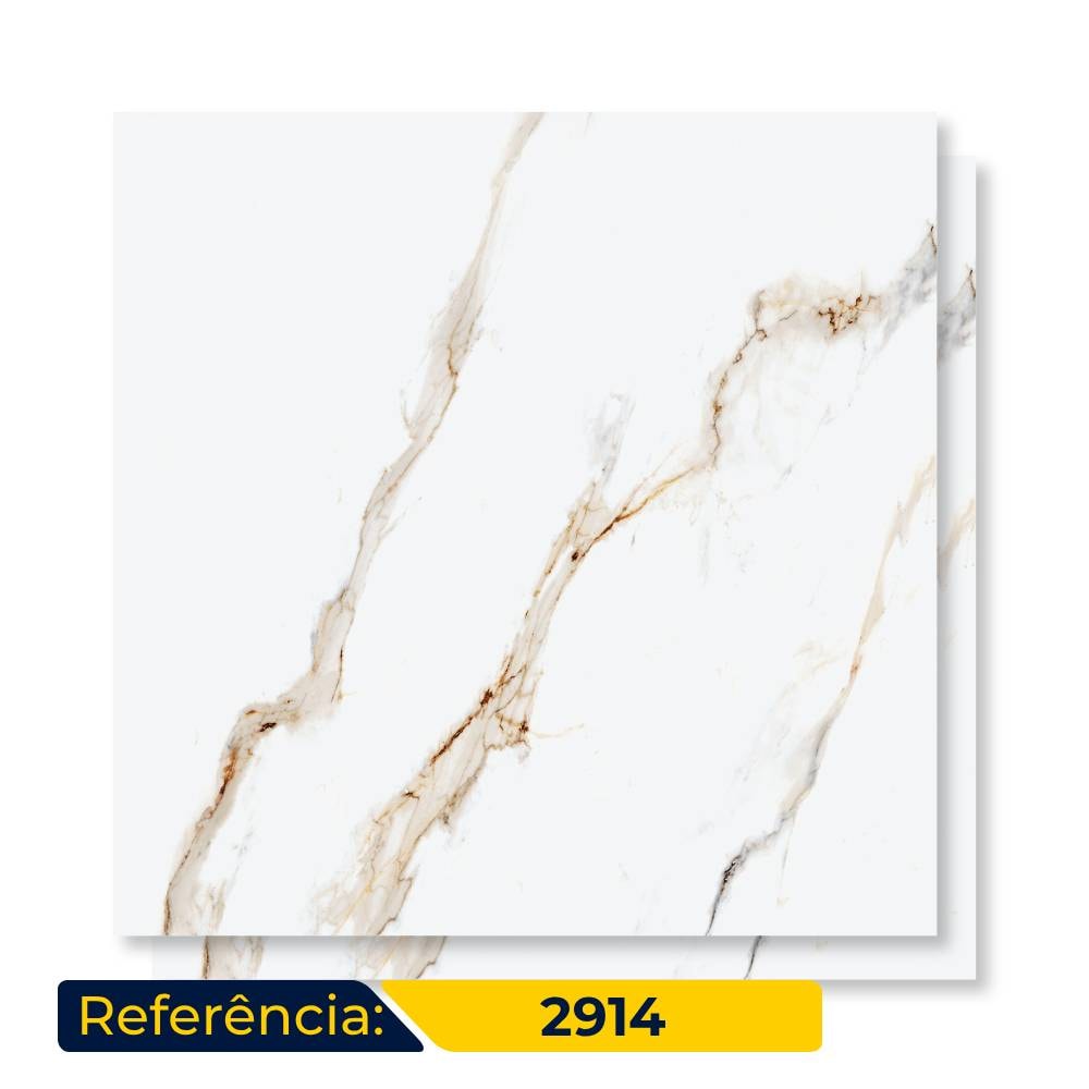 Porcelanato Acetinado 90x90cm Caixa 2,43m² Delta Dharma Oro Retificado - 2914