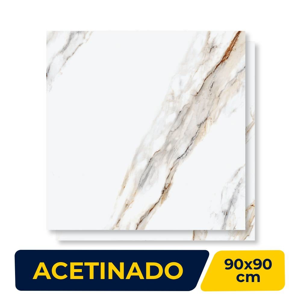 Porcelanato Acetinado 90x90cm Caixa 2,43m² Delta Dharma Oro Retificado - 2914