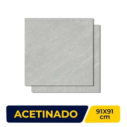 Porcelanato Acetinado 91x91cm Caixa 2,48m² Savane Piasentina Gray Retificado