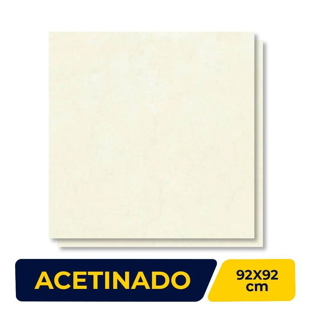 Porcelanato Acetinado 92x92cm Caixa 1,69m² Villagres Crema Marmo Retificado - 920029