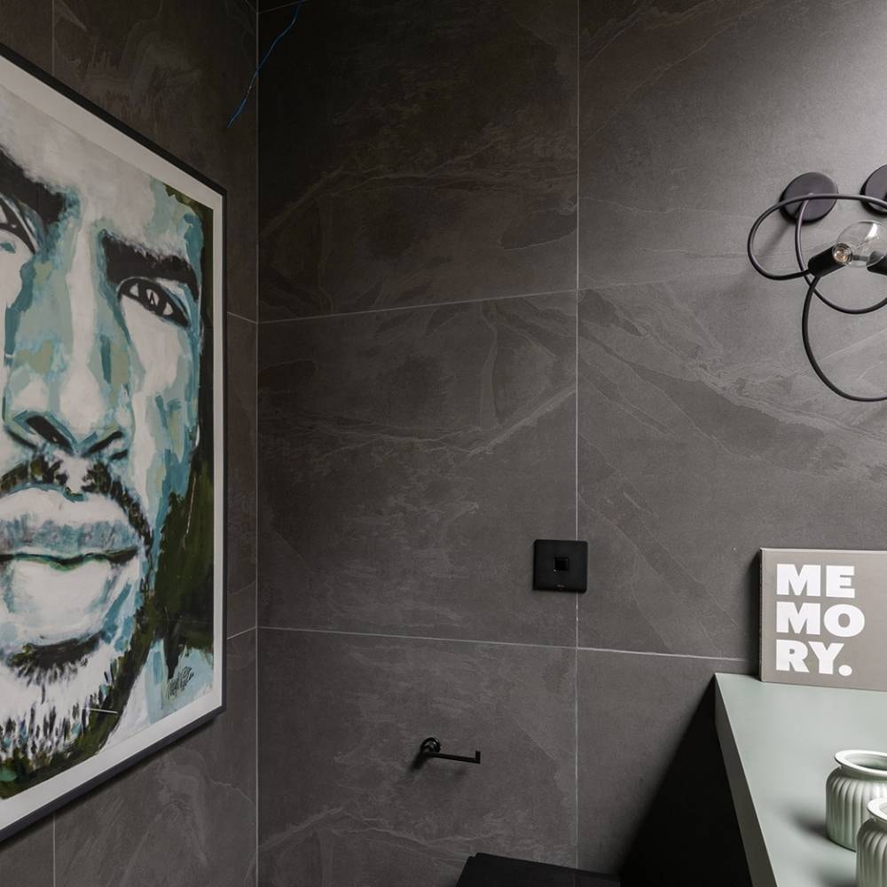 Porcelanato Acetinado 92x92cm Caixa 2,54m² Villagres Black Stone Retificado - 920002