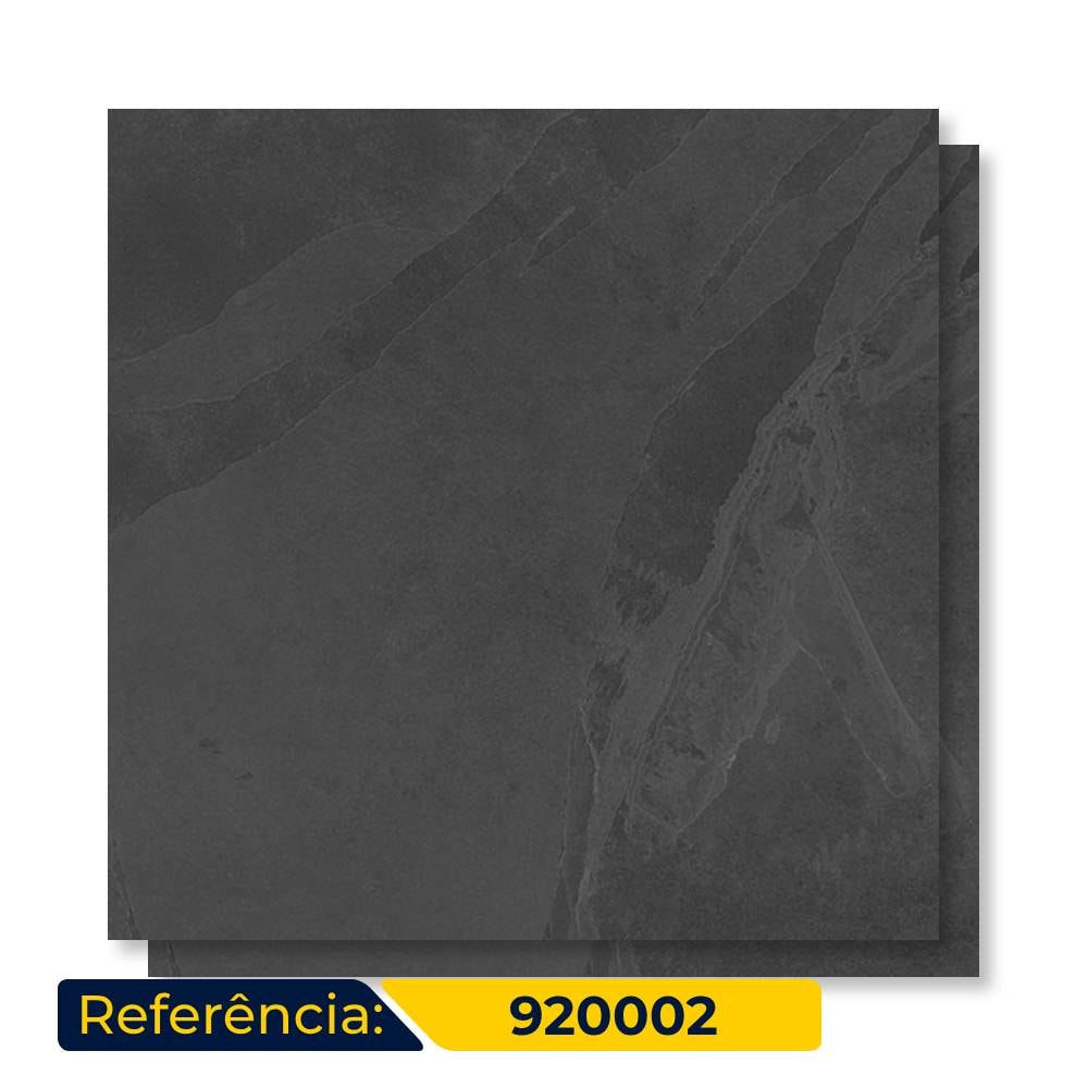 Porcelanato Acetinado 92x92cm Caixa 2,54m² Villagres Black Stone Retificado - 920002