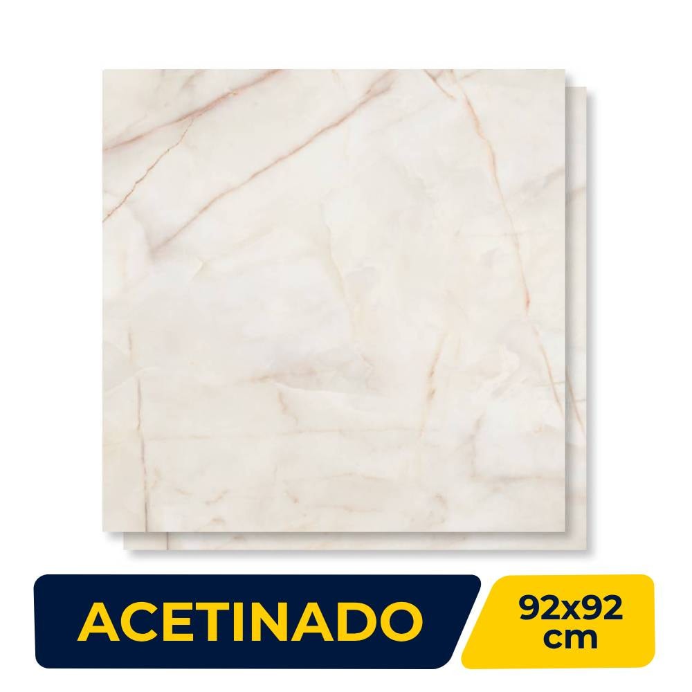 Porcelanato Acetinado 92x92cm Caixa 2,54m² Villagres Palazazo Ducale Retificado - 920023