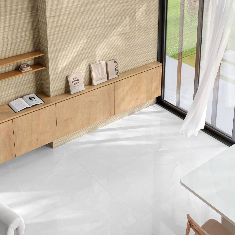Porcelanato Acetinado 94x94cm Caixa 2,65m² Castelli Bianco Onice Satiny Retificado - 94721