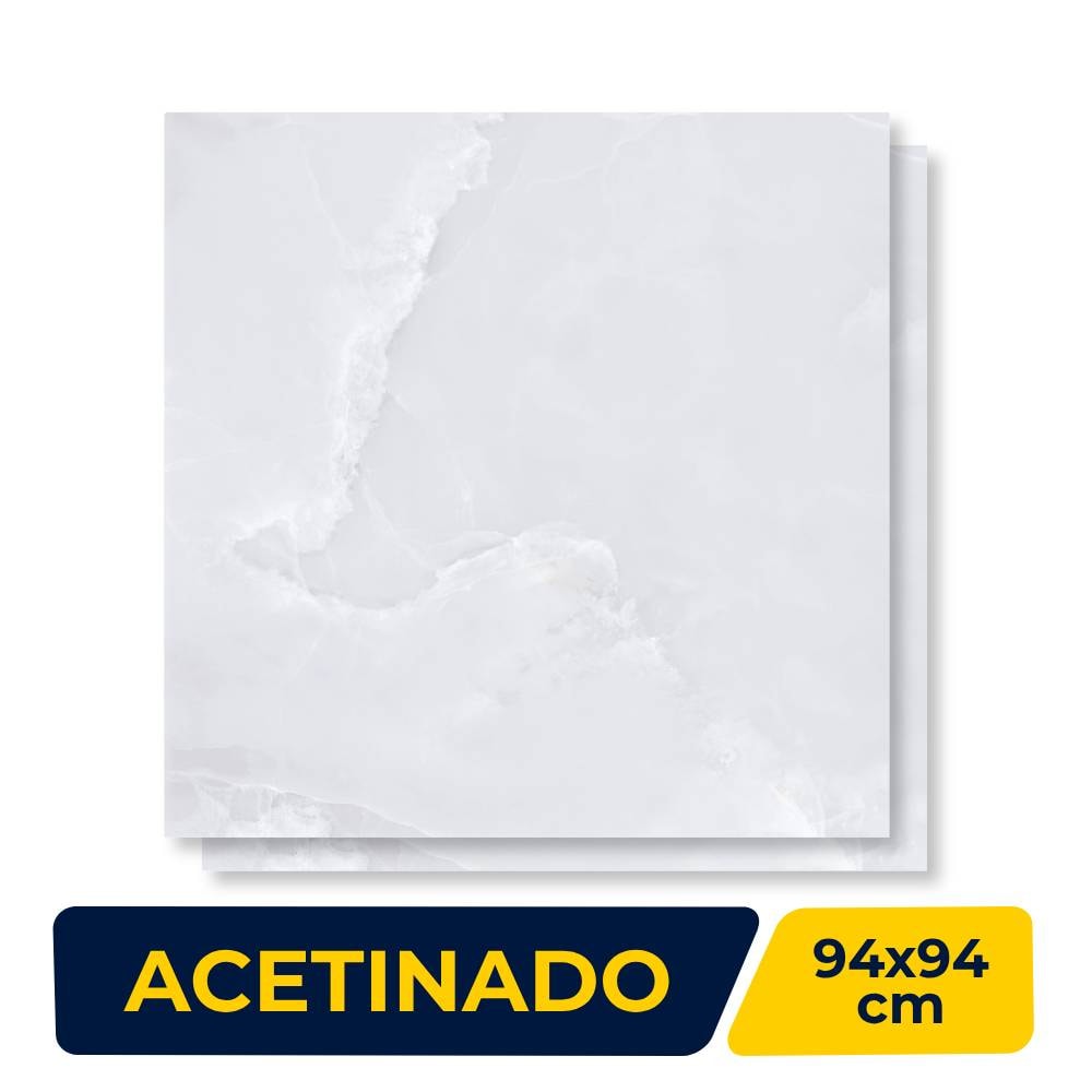 Porcelanato Acetinado 94x94cm Caixa 2,65m² Castelli Bianco Onice Satiny Retificado - 94721