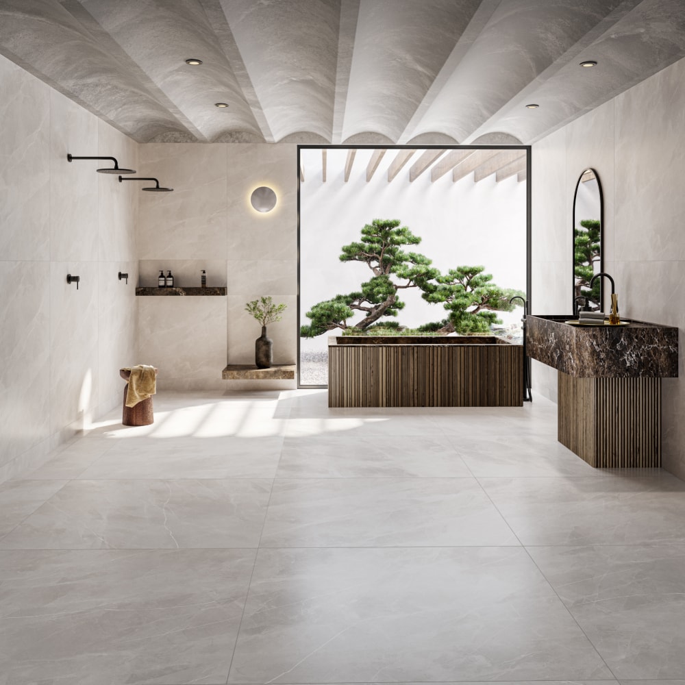 Porcelanato Acetinado Bege 120x120cm Caixa 2,85m² Retificado Incepa - INC04DO0016