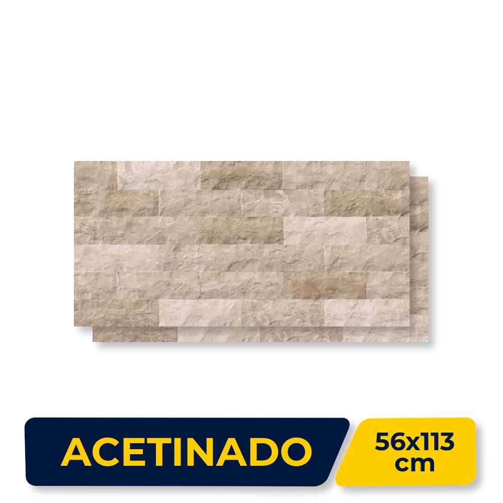 Porcelanato Acetinado Savane 56x113cm Rock Face Matera Retificado