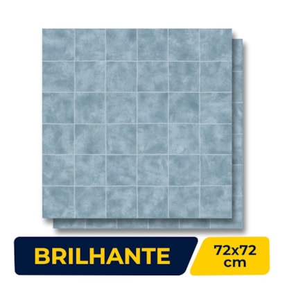 Porcelanato Brilhante 72x72cm Caixa 2,59m² ViaRosa Aquarela Blue Retificado - BR721117