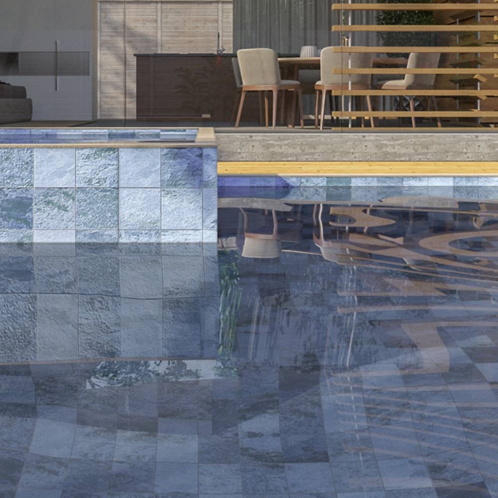 Porcelanato Externo 72x72cm Caixa 2,59m² ViaRosa Petra Blue Retificado -  AR72090