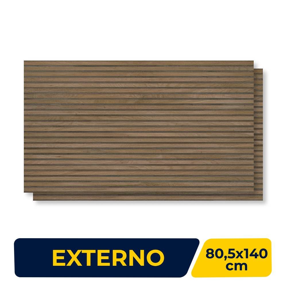 Porcelanato Externo 80,5x140cm Caixa 2,25m² Villagres Taiko Carvalho Retificado - 800039