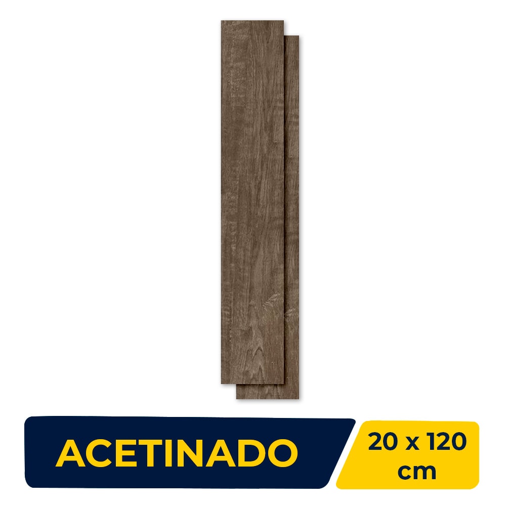 Porcelanato Madeira Acetinado 20x120cm Caixa 1,42m² Gaudi Origem Ambar Retificado - 81961