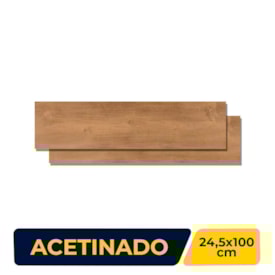 Porcelanato Madeira Acetinado 24,5x100cm Caixa 2,20m² Villagres Ceratto Carvalho Retificado - 2450
