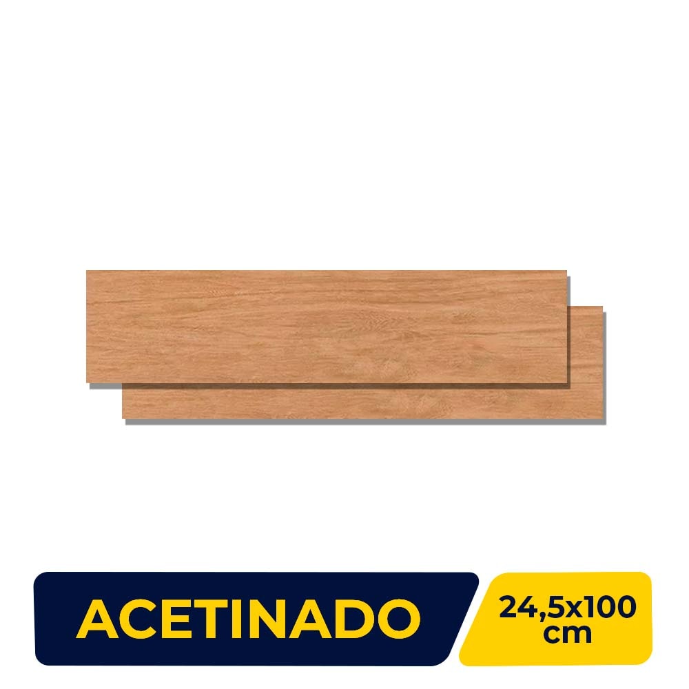 Porcelanato Madeira Acetinado 24.5x100cm Caixa 2,20m² Villagres Ecofloor Carvalho Retificado - 24054