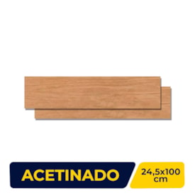 Porcelanato Madeira Acetinado 24.5x100cm Caixa 2,20m² Villagres Ecofloor Carvalho Retificado - 24054