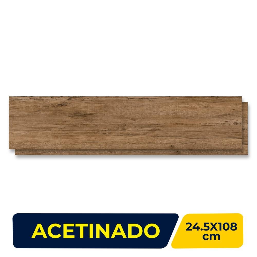 Porcelanato Madeira Acetinado 24.5x108 Caixa 1,85m² ViaRosa Nogueira - AR24117