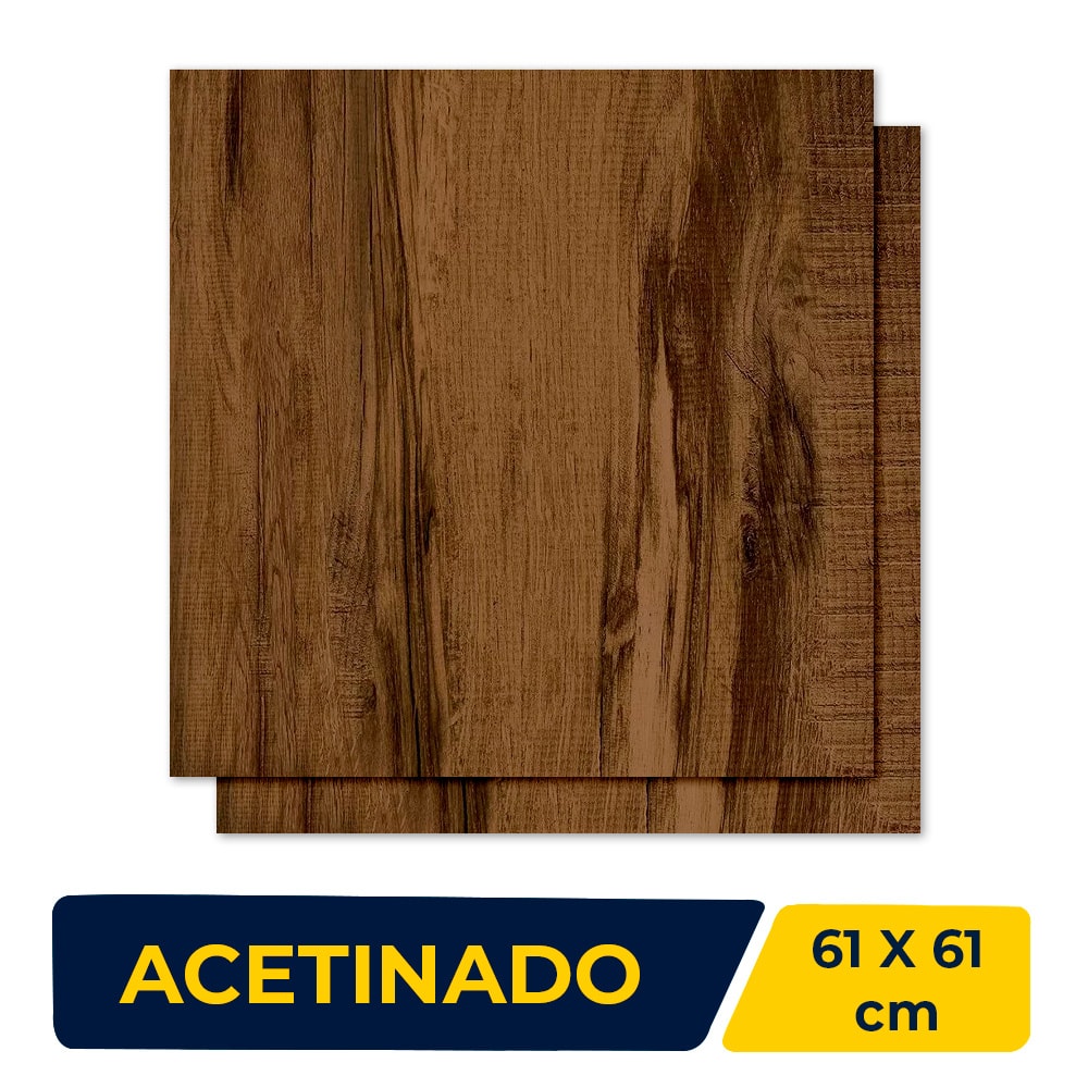 Porcelanato Madeira Acetinado 61X61cm Caixa 1,86m² Gaudi Ecotech Expresso Retificado - 80451