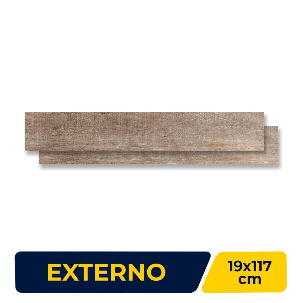 Porcelanato Madeira Externo 19x117cm Caixa 1,33m² Portinari Peroba HD Hard Retificado - 57456