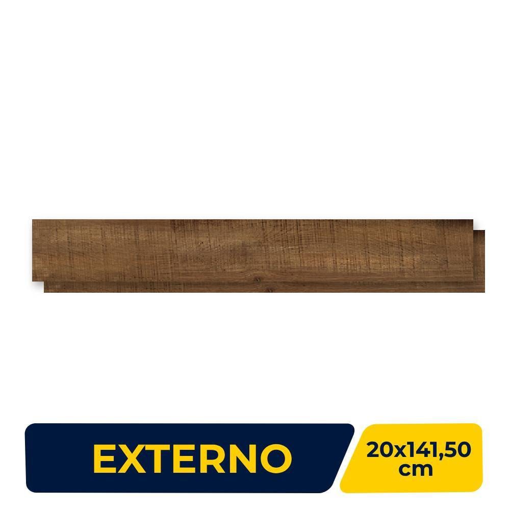 Porcelanato Madeira Externo 20x141,5cm Caixa 1,42m² Villagres Madero Jatoba Retificado - 200017