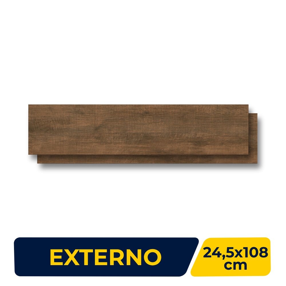 Porcelanato Madeira Externo 24.5x108cm Caixa 1,85m² ViaRosa Ceratto Retificado - AR24115