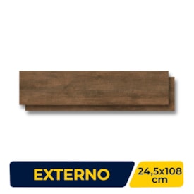 Porcelanato Madeira Externo 24.5x108cm Caixa 1,85m² ViaRosa Ceratto Retificado - AR24115