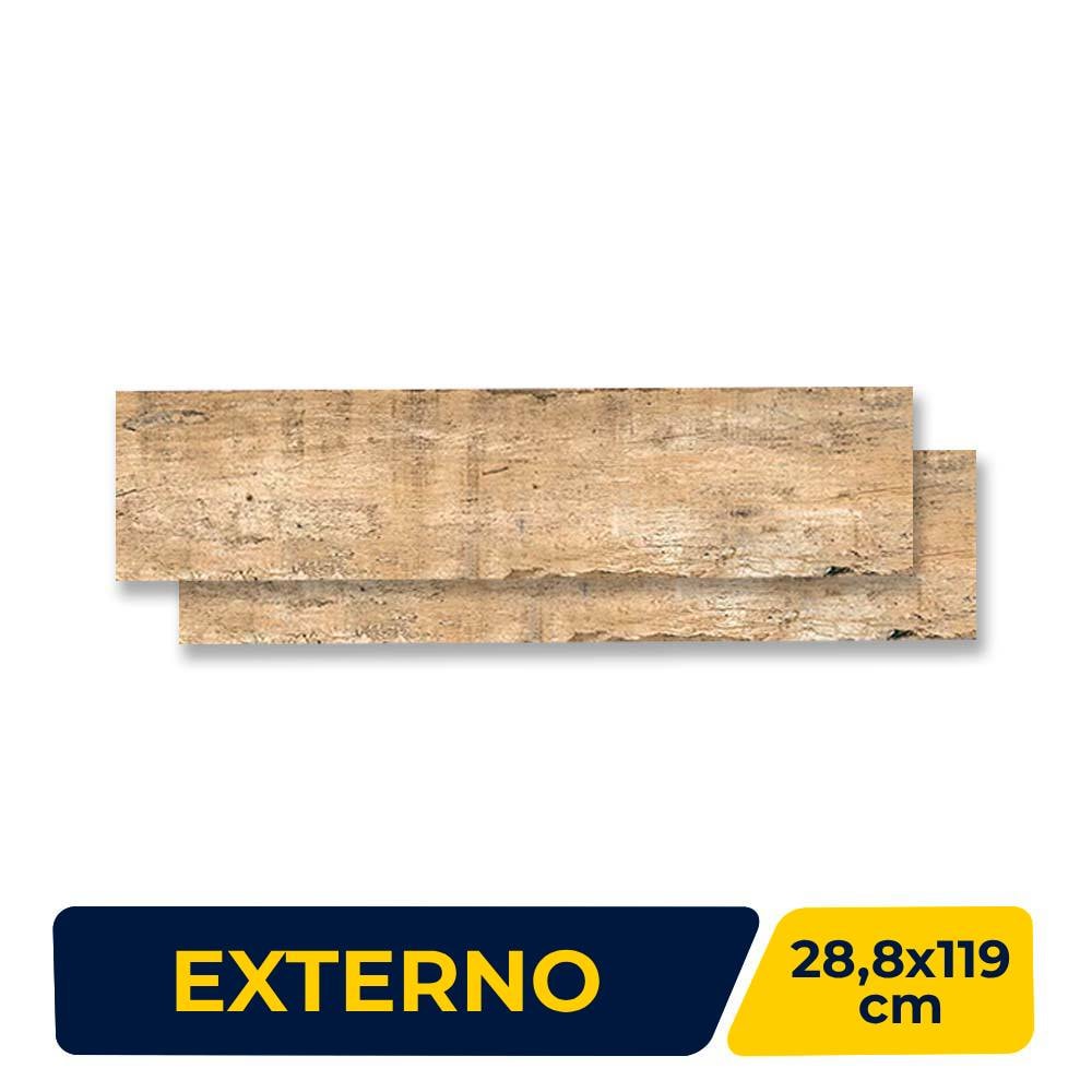 Porcelanato Madeira Externo 28.8x119cm Caixa 1,03m² Ceusa Tulha Retificado - 5008146
