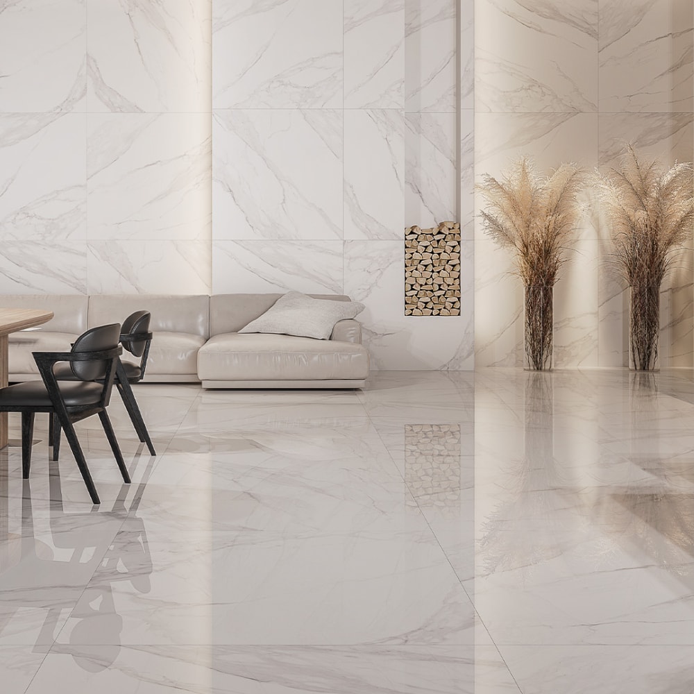 Porcelanato Natural 123x123cm Caixa 3,03m² Villagres Carrara Toscana Retificado - 123001