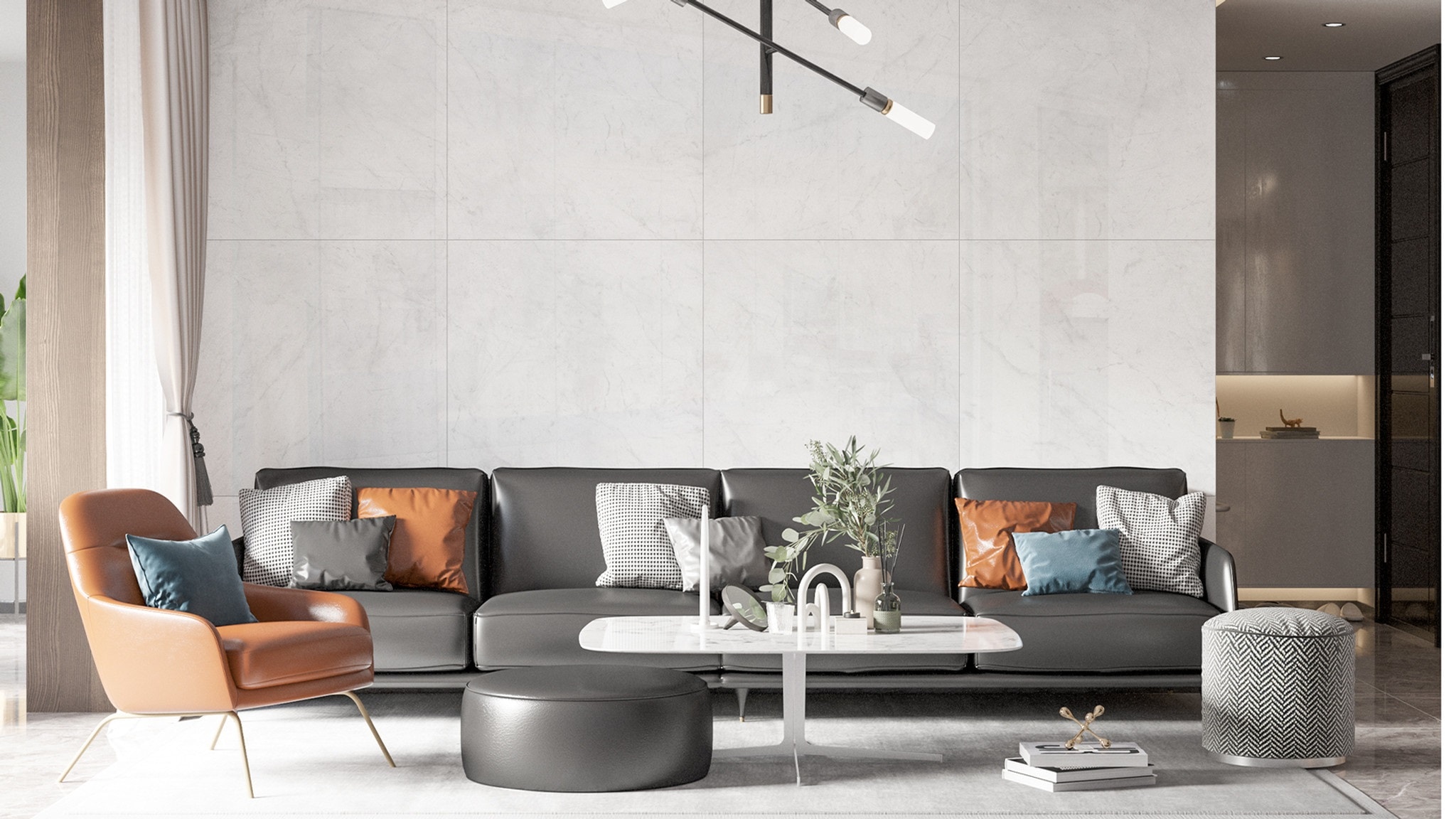 Porcelanato Polido 106.5X106.5cm Caixa 2,27m² Villagres Bianco Thassos Retificado