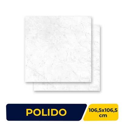 Porcelanato Polido 106.5X106.5cm Caixa 2,27m² Villagres Bianco Thassos Retificado