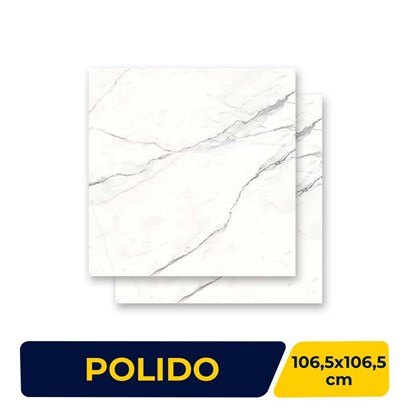 Porcelanato Polido 106,5x106,5cm Caixa 2,27m² Villagres Castellamare Bianco Retificado - 106006