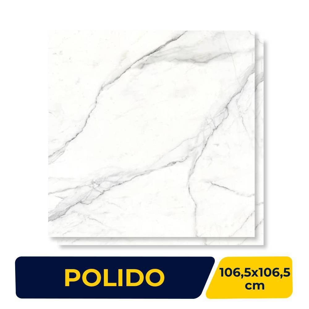 Porcelanato Polido 106,5x106,5cm Caixa 2,27m² Villagres Castellamare Bianco Retificado - 106006