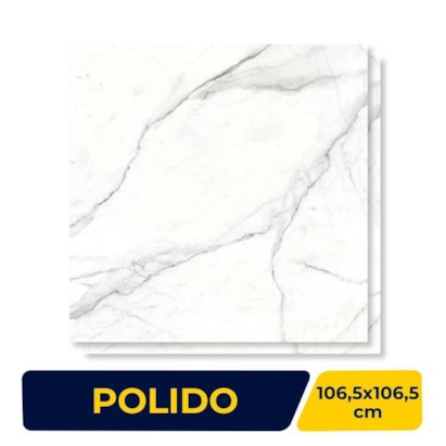 Porcelanato Polido 106,5x106,5cm Caixa 2,27m² Villagres Castellamare Bianco Retificado - 106006