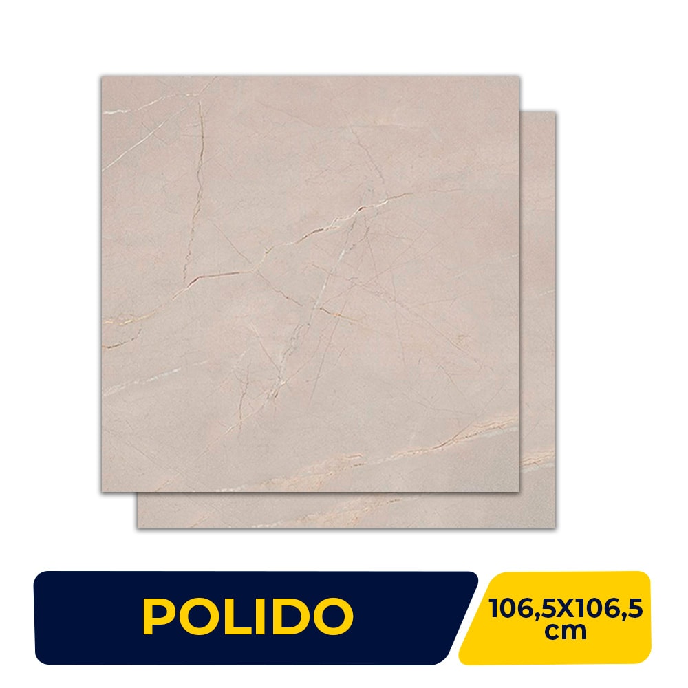 Porcelanato Polido 106.5x106.5cm Caixa 2,27m² Villagres Pulpis Grey Polido Retificado - 106028