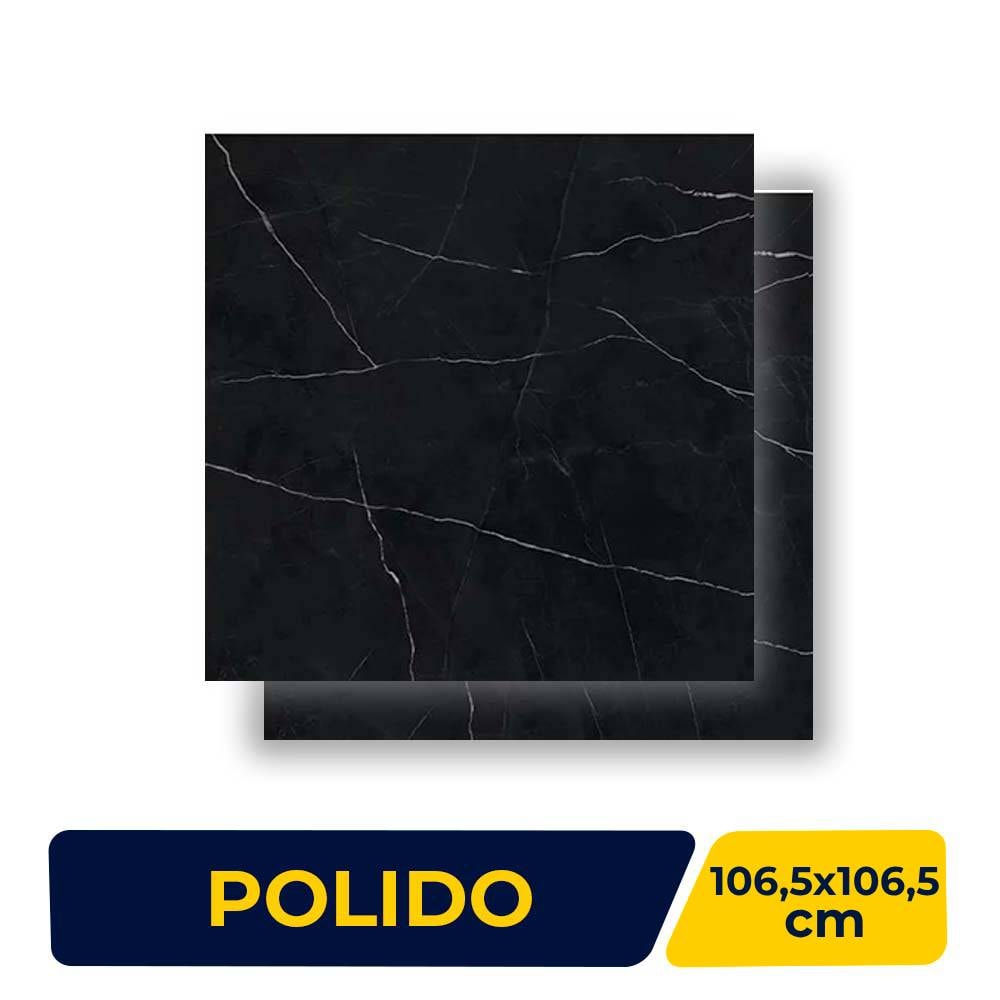 Porcelanato Polido 106.5x106.5cm Caixa 2,27m² Villagres Royal Black Retificado - 106016