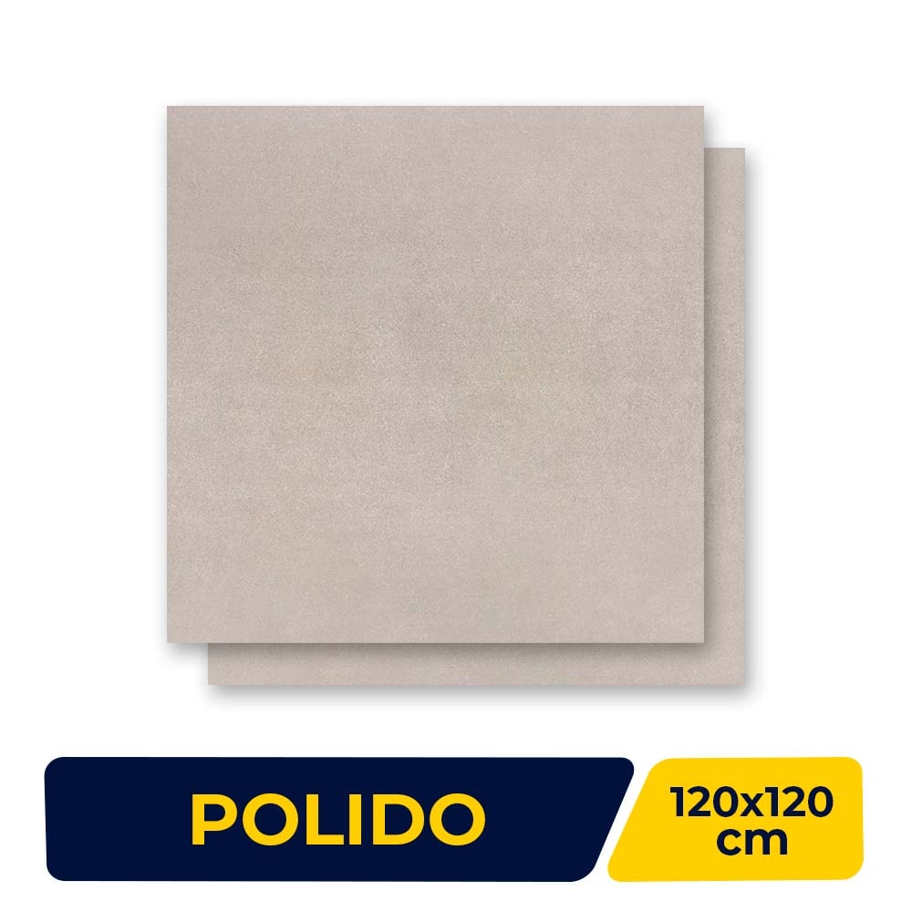Porcelanato Polido 120x120cm Caixa 2,85m² Incepa Solid Sand Retificado MC - 98000040