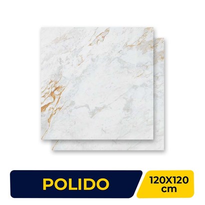 Porcelanato Polido 120x120cm Caixa 2,85m² Roca Marmore Parana Micro Crystal Retificado - FOJ01E801