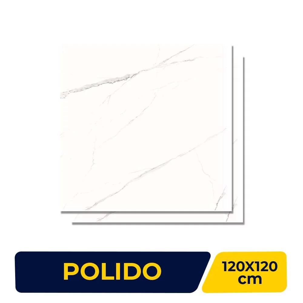 Porcelanato Polido 120x120cm Caixa 2,88m² Damme Statuario Retificado - PR24187