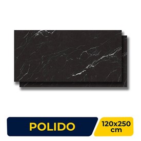 Porcelanato Polido 120x250cm Caixa 2,99m² Roca Nero Marquina Retificado - ROC042300061