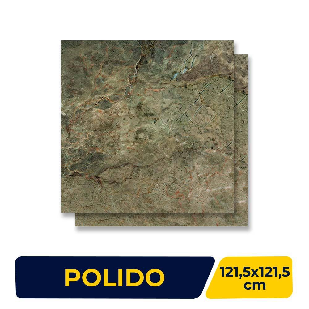 Porcelanato Polido 121,5x121,5 Caixa 2,95m² Villagres Gaya Green Retificado - 121003