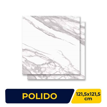 Porcelanato Polido 121,5x121,5cm Caixa 2,95m² Carrara Toscana Retificado - 121001