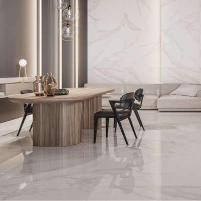 Porcelanato Polido 121,5x121,5cm Caixa 2,95m² Villagres Carrara Toscana Retificado - 121001