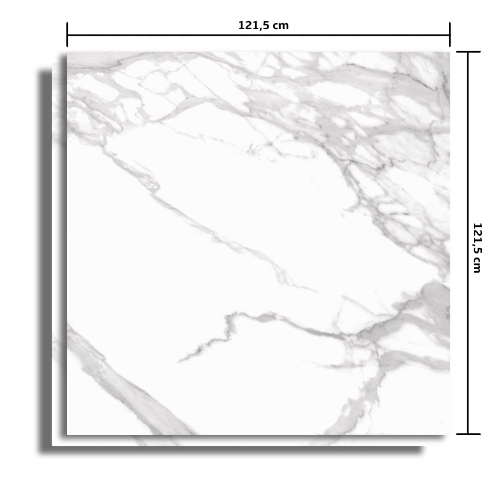 Porcelanato Polido 121,5x121,5cm Caixa 2,95m² Villagres Carrara Toscana Retificado - 121001