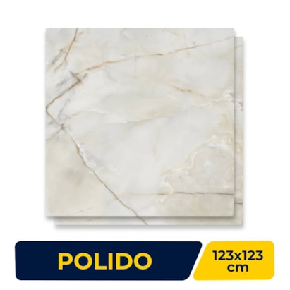 Porcelanato Polido 123x123cm Caixa 3,03m² Villagres Palazzo Ducale Bianco - 123027