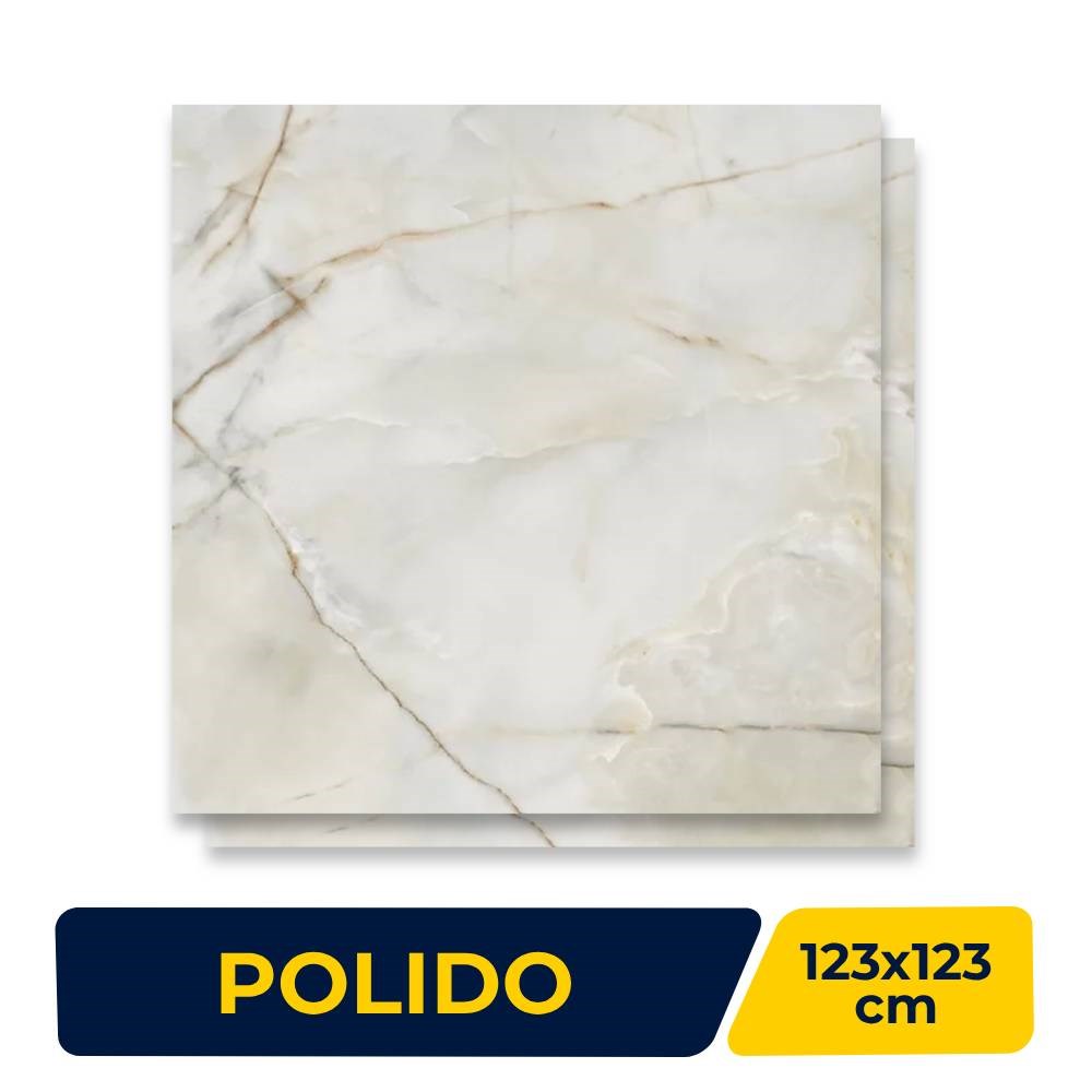 Porcelanato Polido 123x123cm Caixa 3,03m² Villagres Palazzo Ducale Brianco - 123027