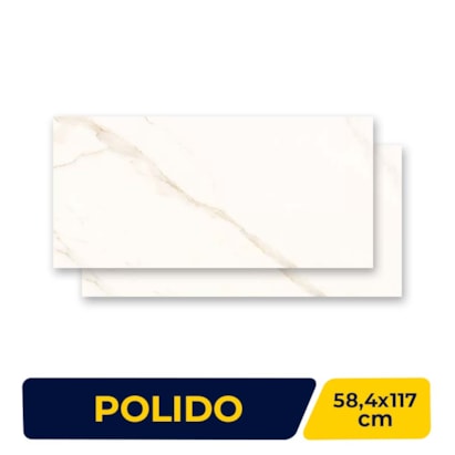 Porcelanato Polido 58,4x117cm Caixa 1,37m² Portinari Opera Wh Retificado - 60010